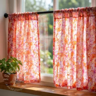Puuvillakangas EMBROIDERY Viola peach digital print