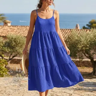 Puuvillakangas SMOGGED EMBROIDERY cobalt