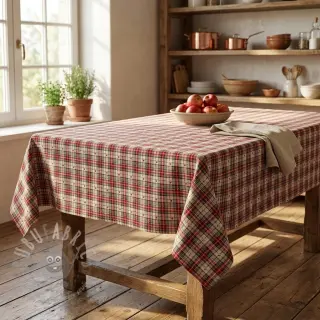 Sisustuskangas jacquard Villars ecru rouge