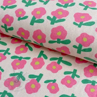 Neulos RIB JENNIFER BOURON Flowers natural pink ORGANIC