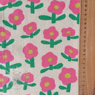 Neulos RIB JENNIFER BOURON Flowers natural pink ORGANIC