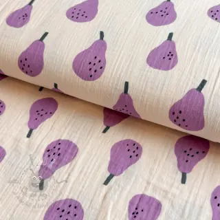 Kaksinkertainen harsokangas/musliini Pears lavender by JENNIFER BOURON ORGANIC