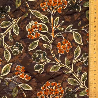Sametti VELVET QUILT Flowers leaves dark brown
