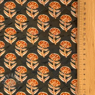 Sametti VELVET QUILT Flowers leaves dark brown