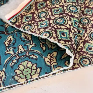 Sametti VELVET QUILT Flowers abstract petrol