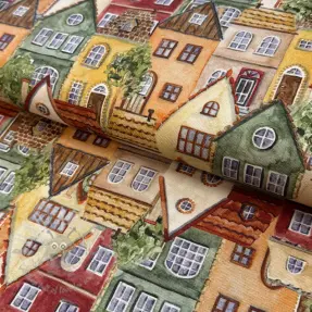 Sisustuskangas premium Rustic village house digital print