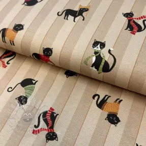 Sisustuskangas premium Cat frost friends taupe digital print