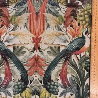 Sisustuskangas Linenlook Leafy paradise bird digital print