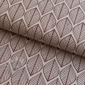 Sisustuskangas Linenlook Leaf line minimalist wine