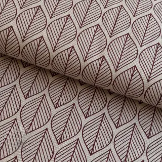 Sisustuskangas Linenlook Leaf line minimalist wine