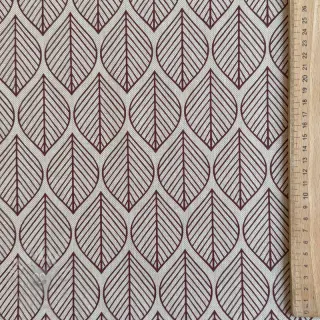 Sisustuskangas Linenlook Leaf line minimalist wine