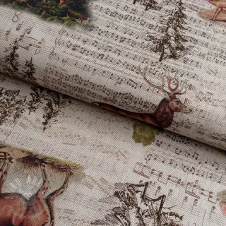 Sisustuskangas Linenlook Forest deer song digital print