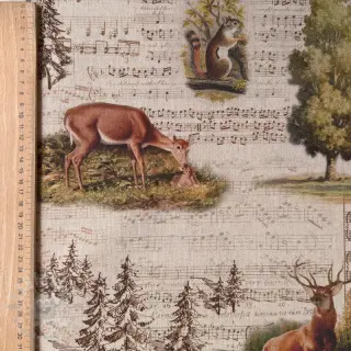 Sisustuskangas Linenlook Forest deer song digital print
