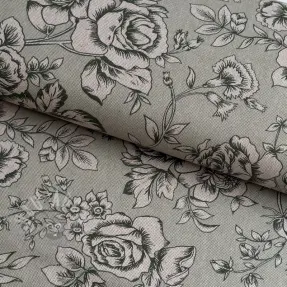 Sisustuskangas Linenlook Elegant rose bloom army