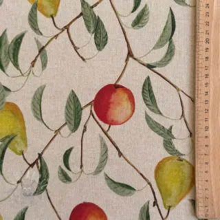 Sisustuskangas Linenlook Apple pear branch digital print
