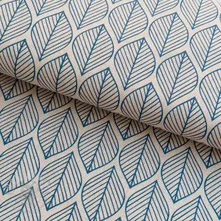Sisustuskangas Linenlook Leaf line minimalist denim