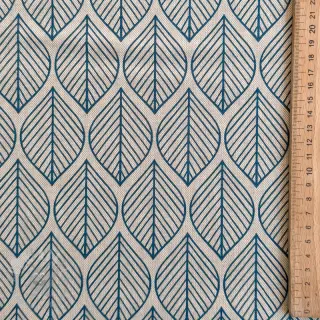 Sisustuskangas Linenlook Leaf line minimalist denim
