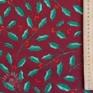 Sisustuskangas premium Holly Branch Xmas wine
