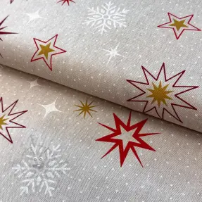 Sisustuskangas Linenlook Magic star red gold