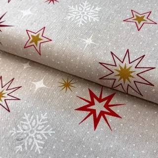 Sisustuskangas Linenlook Magic star red gold