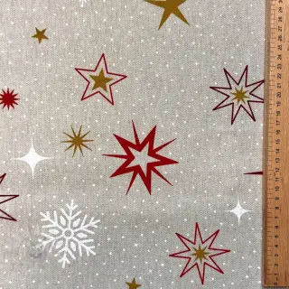 Sisustuskangas Linenlook Magic star red gold