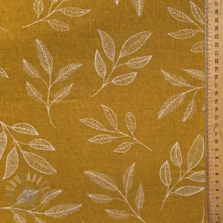 Sisustuskangas Linenlook Elegant leaf branch yellow