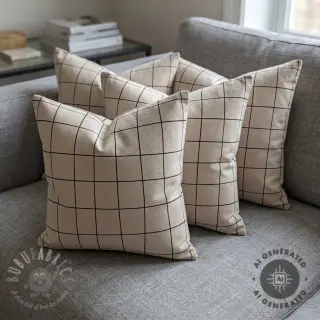 Sisustuskangas Linenlook Freehand grid lines