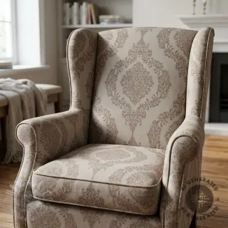 Sisustuskangas Linenlook Baroque damask charm taupe