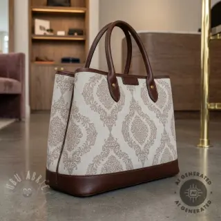 Sisustuskangas Linenlook Baroque damask charm taupe