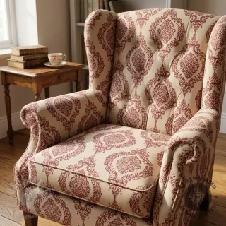 Sisustuskangas Linenlook Baroque damask charm wine