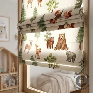 Sisustuskangas Linenlook Wildwood animal scene digital print