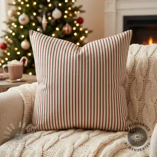 Sisustuskangas Linenlook Little Xmas stripe