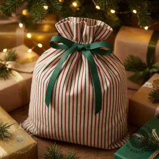 Sisustuskangas Linenlook Little Xmas stripe