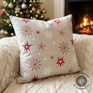 Sisustuskangas Linenlook Magic star red gold
