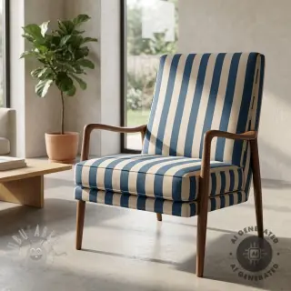 Sisustuskangas Linenlook Joyful basic stripe denim