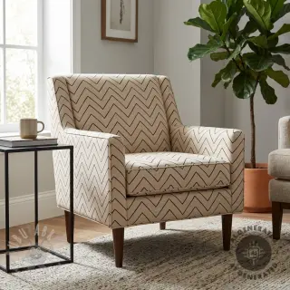 Sisustuskangas Linenlook Freehand zigzag lines
