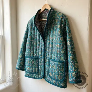 Sametti VELVET QUILT Flowers abstract petrol