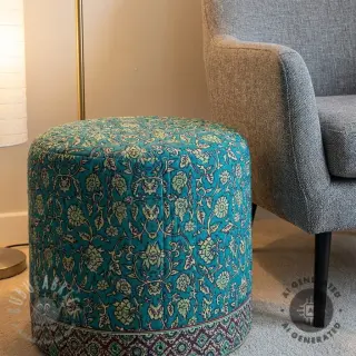 Sametti VELVET QUILT Flowers abstract petrol