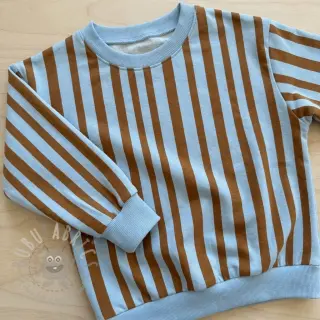 Collegekangas Stripes by JENNIFER BOURON blue brown ORGANIC