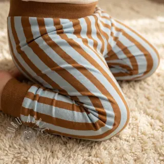 Collegekangas Stripes by JENNIFER BOURON blue brown ORGANIC