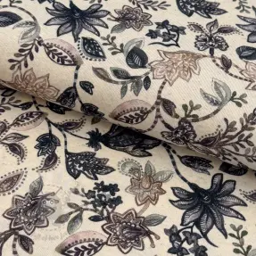Neulos pellavalla Flowers navy digital print