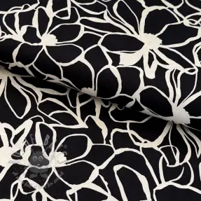 Puuvillakangas SATIN Magnolia NERIDA HANSEN black