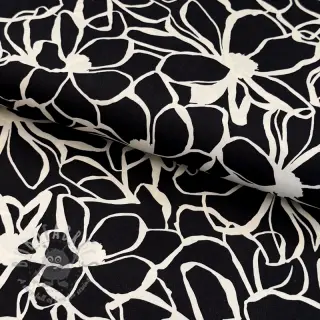 Puuvillakangas SATIN Magnolia NERIDA HANSEN black