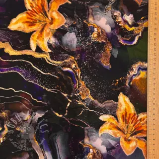 Juhla- ja naistenkankaat PUNTA DI ROMA Flowers black digital print