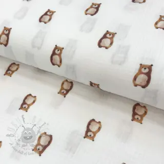 Kaksinkertainen harsokangas/musliini Animals design B digital print ORGANIC