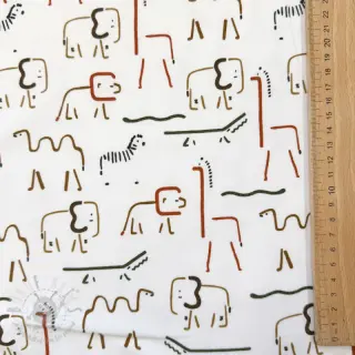 Harjattu collegekangas SOFT Safari animals off white