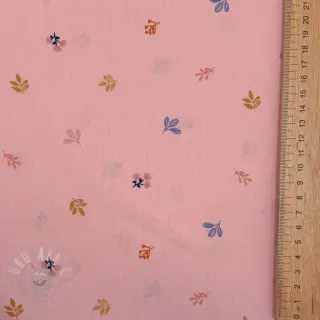 Puuvillakangas Giraffe with flowers FIELD rose ORGANIC