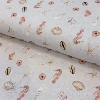 Sisustuskangas Shells linen ecru digital print