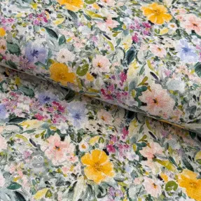 Viskoosi pellavalla CREPE Flowers Simi digital print