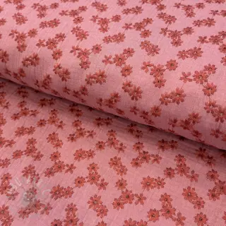 Kaksinkertainen harsokangas/musliini EMBROIDERY Tossed flowers blush